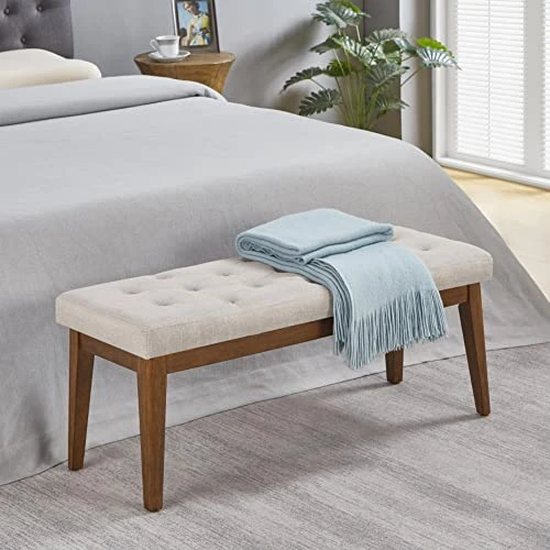 Ball & Cast Ottoman Benches, 41.5", Walnut & Taupe 2 Ball & Cast Ottoman Benches, 41.5", Walnut & Taupe - Image 2