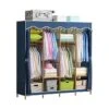 N/A Large Space Simple Wardrobe Steel Pipe Thickened Fabric Solid Double Bedroom Assembled Storage Clothes Cabinet