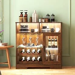 LVSOMT Buffet Cabinet With Storage, Kitchen Storage Cabinet, Industrial Farmhouse Barn, Coffee Bar Table, Multipurpose Side Console Table (White) -Best Furniture Store 510GpQvFUQL. AC