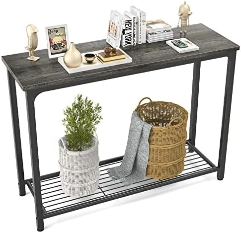 Ecoprsio Console Table Sofa Table With Mesh Shelves, 2 Tier Entryway Table Foyer Table For Entryway, Front Hall, Hallway, Sofa, Couch, Living Room, Coffee Bar, Kitchen, Grey 8 Ecoprsio Console Table Sofa Table With Mesh Shelves, 2 Tier Entryway Table Foyer Table For Entryway, Front Hall, Hallway, Sofa, Couch, Living Room, Coffee Bar, Kitchen, Grey - Image 8