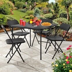 Kramr 5 Piece Resin Card Table And Four Chairs Set, Black 8 Kramr 5 Piece Resin Card Table And Four Chairs Set, Black -Best Furniture Store 510SMHGvpHL
