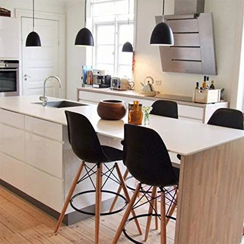 2xhome - Set Of Two (2) -Black- 25" Seat Height Molded Plastic Modern Counter Stools With Backs And Armless Natural Legs Wood Eiffel Legs Dowel-Leg 5 2xhome - Set Of Two (2) -Black- 25" Seat Height Molded Plastic Modern Counter Stools With Backs And Armless Natural Legs Wood Eiffel Legs Dowel-Leg - Image 5