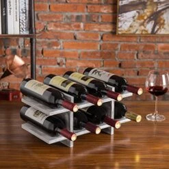 MyGift 8-Bottle Rustic Graywashed Wood Wine Storage Rack 8 MyGift 8-Bottle Rustic Graywashed Wood Wine Storage Rack -Best Furniture Store 510ZrbGa5HL