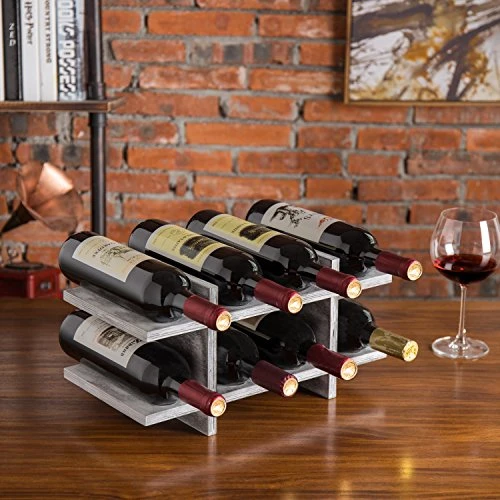 MyGift 8-Bottle Rustic Graywashed Wood Wine Storage Rack 4 MyGift 8-Bottle Rustic Graywashed Wood Wine Storage Rack - Image 4