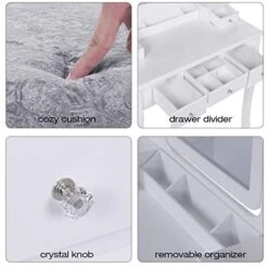 Anity Set With Mirror & Cushioned Stool Dressing Table Vanity Makeup Table 5 Drawers 2 Dividers Movable Organizers White FST01W -Best Furniture Store 510cD0egPoL