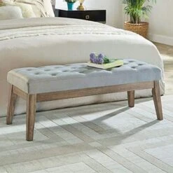 24KF Linen Upholstered Tufted Bench With Solid Wood Leg,Ottoman With Padded Seat-Dark Gray 20 24KF Linen Upholstered Tufted Bench With Solid Wood Leg,Ottoman With Padded Seat-Dark Gray -Best Furniture Store 510rY7KPXYL. AC