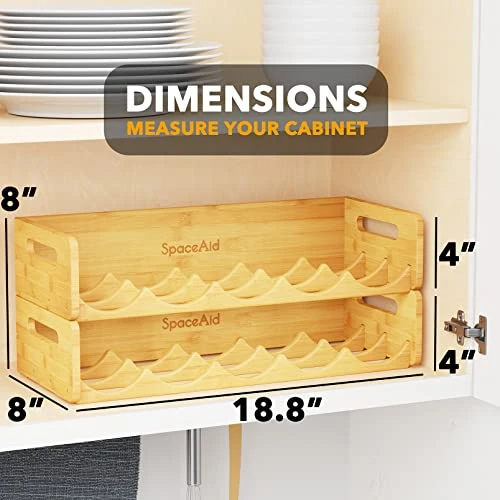 SpaceAid Bamboo Water Bottle Organizer With Labels, Kitchen Pantry Water Bottle Storage Rack For Cabinets, Home Cup And Wine Bottle Holder Shelf Organizers, 2 Pack 5-Slot, Hold 10 Bottles 3 SpaceAid Bamboo Water Bottle Organizer With Labels, Kitchen Pantry Water Bottle Storage Rack For Cabinets, Home Cup And Wine Bottle Holder Shelf Organizers, 2 Pack 5-Slot, Hold 10 Bottles - Image 3