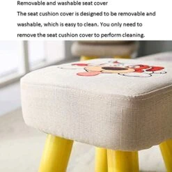 WYKD Fabric Footstool, Seat Upholstered Changing Stool, With Non-Slip Wooden Legs (Color : Black) -Best Furniture Store 510tTP2AXkL