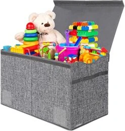 VICTORICH Toy Box Chest, Collapsible Sturdy Storage Bins With Lids, Extra Large Kids Toy Storage Organizer Boxes Bins Baskets For Kids, Boys, Girls, Nursery Room, Playroom (V-Red) -Best Furniture Store 510uFUnwW0L. AC