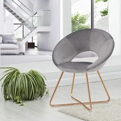 Duhome Modern Accent Velvet Chairs Dining Chairs Single Sofa Comfy Upholstered Arm Chair Living Room Furniture Mid-Century Leisure Lounge Chairs With Golden Metal Frame Legs Set Of 2 Grey -Best Furniture Store 5112rtnRUzL