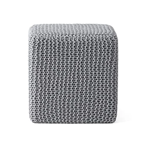 Christopher Knight Home Scott Knitted Foot Stool, Light Gray 4 Christopher Knight Home Scott Knitted Foot Stool, Light Gray - Image 4
