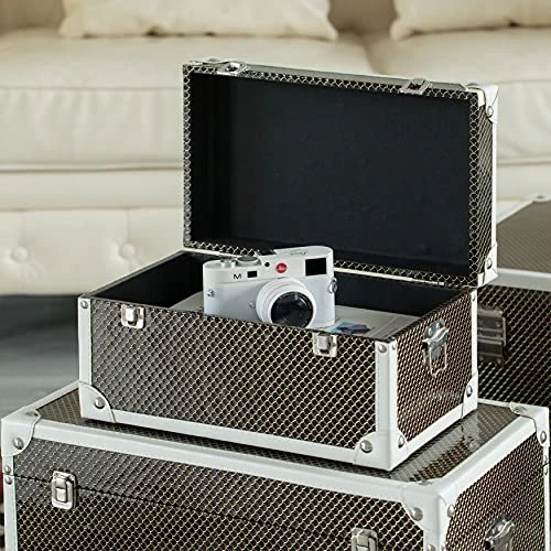 Vintiquewise Faux Leather Storage Trunk Set Of 3 3 Vintiquewise Faux Leather Storage Trunk Set Of 3 - Image 3