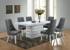 Kings Brand Furniture Milan 7 Piece White Modern Rectangle Dinette Dining Room Table & 6 Grey Vinyl Chairs, 70.9" W X 39.4" D X 30.5" H 10 Kings Brand Furniture Milan 7 Piece White Modern Rectangle Dinette Dining Room Table & 6 Grey Vinyl Chairs, 70.9" W X 39.4" D X 30.5" H -Best Furniture Store 5117KstcEL. AC