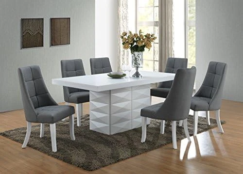 Kings Brand Furniture Milan 7 Piece White Modern Rectangle Dinette Dining Room Table & 6 Grey Vinyl Chairs, 70.9" W X 39.4" D X 30.5" H 5 Kings Brand Furniture Milan 7 Piece White Modern Rectangle Dinette Dining Room Table & 6 Grey Vinyl Chairs, 70.9" W X 39.4" D X 30.5" H - Image 5