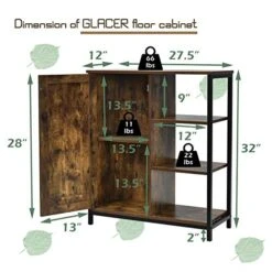 GLACER Industrial Style Floor Cabinet, Multifunctional Floor Storage Cabinet With Adjustable Shelf, Ideal For Living Room, Dining Room, Bedroom Or Entryway, 27.5 X 12 X 32 Inches (Rustic Brown) 9 GLACER Industrial Style Floor Cabinet, Multifunctional Floor Storage Cabinet With Adjustable Shelf, Ideal For Living Room, Dining Room, Bedroom Or Entryway, 27.5 X 12 X 32 Inches (Rustic Brown) -Best Furniture Store 511BYQlNyGL