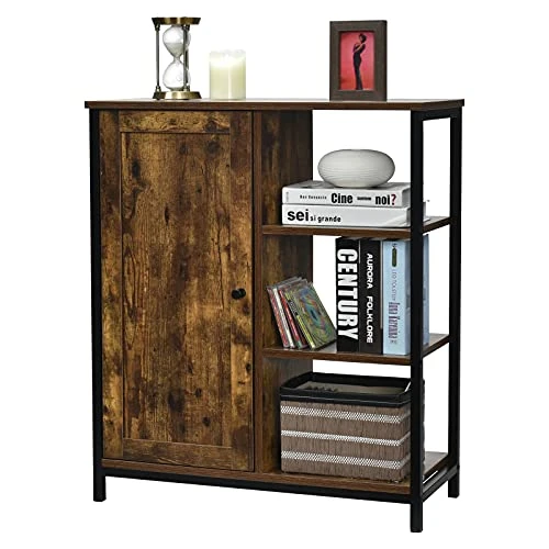 GLACER Industrial Style Floor Cabinet, Multifunctional Floor Storage Cabinet With Adjustable Shelf, Ideal For Living Room, Dining Room, Bedroom Or Entryway, 27.5 X 12 X 32 Inches (Rustic Brown) 1 GLACER Industrial Style Floor Cabinet, Multifunctional Floor Storage Cabinet With Adjustable Shelf, Ideal For Living Room, Dining Room, Bedroom Or Entryway, 27.5 X 12 X 32 Inches (Rustic Brown)