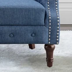 Rosevera Chancy Reading Small Armchair Arm Living Set Accent Club Room Barrel Chairs Bedroom Loveseat, Standard, Blue Sofa -Best Furniture Store 511PtdGRsKL