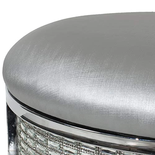 Furniture Glam Backless Diamond Band Vanity Stool, Chrome 3 Furniture Glam Backless Diamond Band Vanity Stool, Chrome - Image 3