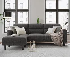 Belffin Fabric Sectional Couch With Reversible Ottoman L Shaped Sofa With Chaise 3 Seat Modern Sectional Sofa Charcoal Grey -Best Furniture Store 511WCzS9CIL. AC