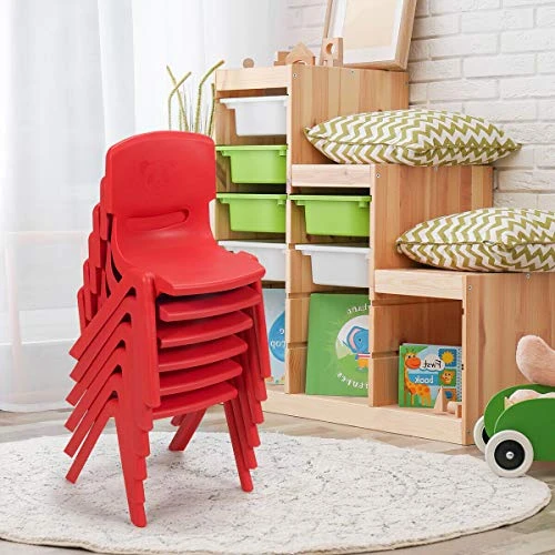 Costzon Plastic Stackable School Chairs, 6 Pack, Kids Learning Chairs With 11 Inch Seat Height, Carrying Handle, Waterproof Children Chairs For Playrooms, Schools, Daycares And Home (6 Pack, Red) 6 Costzon Plastic Stackable School Chairs, 6 Pack, Kids Learning Chairs With 11 Inch Seat Height, Carrying Handle, Waterproof Children Chairs For Playrooms, Schools, Daycares And Home (6 Pack, Red) - Image 6