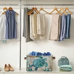 Sea Turtle Starfish Retro Map Large Storage Basket Nautical Ocean Nursery Bins Collapsible Clothes Laundry Hamper With Handles For Home Living Room Bedroom Closet Toys Blankets Organizing 2 Pcs -Best Furniture Store 511fC2ShViL