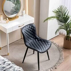 Kidol & Shellder Modern Dining Chairs Black PU Upholstered Kitchen & Dining Room Chairs,Loads Up To 300lbs,3 Mins Quick Assembly -Best Furniture Store 511hSBoHB4L