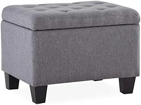 BELLEZE 24 Inch Modern Tufted Bedroom Storage Ottoman Bench, Linen Lift Top Upholstered Foam Padded Rectangular Footstool, Easy Assemble Furniture - Jay (Gray) 8 BELLEZE 24 Inch Modern Tufted Bedroom Storage Ottoman Bench, Linen Lift Top Upholstered Foam Padded Rectangular Footstool, Easy Assemble Furniture - Jay (Gray) - Image 8