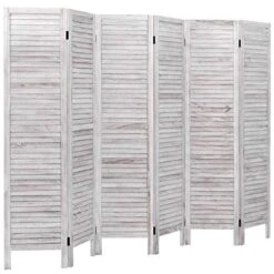 6 Panel Wood Room Divider, 5.6 Ft Tall Oriental Folding Freestanding Partition Privicy Room Dividers Screen For Home, Office, Restaurant, Bedroom (White)