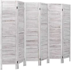 6 Panel Wood Room Divider, 5.6 Ft Tall Oriental Folding Freestanding Partition Privicy Room Dividers Screen For Home, Office, Restaurant, Bedroom (White) -Best Furniture Store 512F6Oi3APL. AC