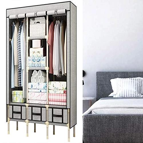 N/A Fashion Simple Wardrobe Steel Tube Bold Reinforcement Wardrobe Fabric Thick Hanging Wardrobe Economical Storage Cabinet 2 N/A Fashion Simple Wardrobe Steel Tube Bold Reinforcement Wardrobe Fabric Thick Hanging Wardrobe Economical Storage Cabinet - Image 2