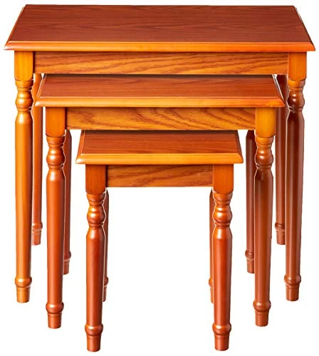 Frenchi Home Furnishing Nesting Table, 3-Piece, Oak 2 Frenchi Home Furnishing Nesting Table, 3-Piece, Oak - Image 2