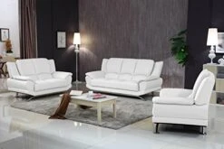 Matisse Milano Contemporary Leather Sofa Set (White)