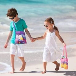 Meekoo 8 Pieces Colorful Mesh Beach Bags Seashell Bags Beach Shell Bags For Treasure Shell Toy Storage(Color Set 2, Size Set 2) -Best Furniture Store 512pAs6ZTXL