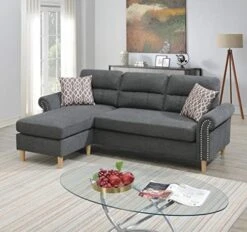 Poundex 2 Piece Reversible Sectional, Slate -Best Furniture Store 512wOFDI5wL. AC