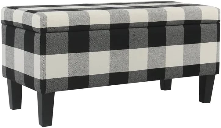HomePop Large Upholstered Rectangular Storage Ottoman Bench With Hinged Lid, Slate Damask 3 HomePop Large Upholstered Rectangular Storage Ottoman Bench With Hinged Lid, Slate Damask - Image 3