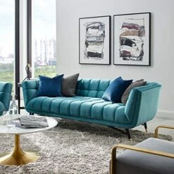 Modway Adept Contemporary Mid-Century Modern Performance Velvet Upholstered Tufted Sofa In Sea Blue -Best Furniture Store 513QC7H4WSL