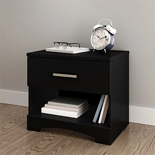 Pemberly Row Small Nightstand Table With Drawer For Bedroom, Wood Bed Side Table With Open Storage Space, Black 1 Pemberly Row Small Nightstand Table With Drawer For Bedroom, Wood Bed Side Table With Open Storage Space, Black