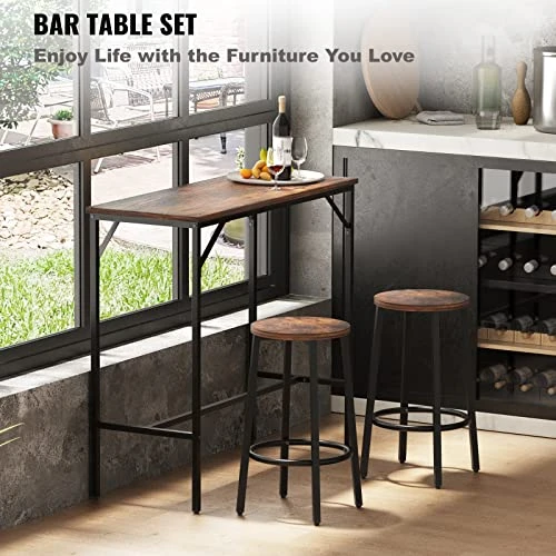 VEVOR Bar Table And Chairs Set 39" Pub Table Set With 2 Bar Stools Kitchen Dining Table And Chairs Set For 2 Iron Frame Counter Height Dining Sets For Home, Kitchen, Living Room 2 VEVOR Bar Table And Chairs Set 39" Pub Table Set With 2 Bar Stools Kitchen Dining Table And Chairs Set For 2 Iron Frame Counter Height Dining Sets For Home, Kitchen, Living Room - Image 2
