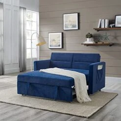 Yomony Loveseats Sofa Bed With Pull-Out Bed, Futon Sets Couch With Adjsutable Back And Two Arm Pocket, Blue (54.5"x33"x31.5") 10 Yomony Loveseats Sofa Bed With Pull-Out Bed, Futon Sets Couch With Adjsutable Back And Two Arm Pocket, Blue (54.5"x33"x31.5") -Best Furniture Store 513bxe2pqmL