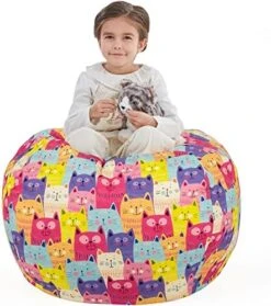 Nobildonna Stuffed Animal Storage Bean Bag Chair Cover Only For Kids Girls Toddler, Large Beanbag Chair Without Filling For Organizing Children Soft Plush Toys -Best Furniture Store 513hy3T58cL. AC