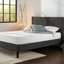 INUS Shalini Upholstered Platform Bed Frame / Mattress Foundation / Wood Slat Support / No Box Spring Needed / Easy Assembly, Dark Grey, Queen 21 INUS Shalini Upholstered Platform Bed Frame / Mattress Foundation / Wood Slat Support / No Box Spring Needed / Easy Assembly, Dark Grey, Queen -Best Furniture Store 513k9hFvsL. AC 3