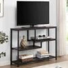 FIVEGIVEN Narrow Console Table For Entryway Hallway Table With Storage Shelves For Living Room Espresso Industrial