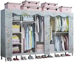 N/A Steel Pipe Thickened Wardrobe Simple Cloth Wardrobe Rental Room Home All Steel Frame Cloth Cabinet Hanging Clothes Cabinet (Color : D) -Best Furniture Store 513sRKxDmLL. AC