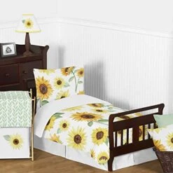 Sweet Jojo Designs Sunflower Boho Floral Girl Small Fabric Toy Bin Storage Box Chest For Baby Nursery Or Kids Room - Yellow, Green And White Farmhouse Watercolor Flower -Best Furniture Store 513v2rR5RlL