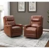 HULALA HOME Genuine Leather Swivel Rocker Recliners Set Of 2, Manual Glider Recliner Chairs With Adjustable Backrest & Footrest, Modern Home Theater Sofa Armchairs For Living Room Bedroom, Brown