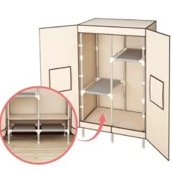 HMGGDD Wardrobe The Door Style Multi-Functional Storage Folding Assembly Home Cloth Wardrobe -Best Furniture Store 513z1eiOfsL 1