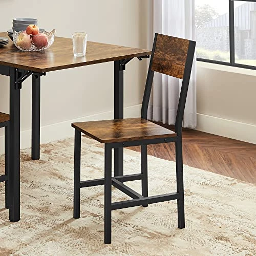 VASAGLE Dining Chair Set Of 2, Rustic Wood Chairs With Metal Steel Frame, Easy To Assemble, Stable, Comfortable Seat, Modern Farmhouse Chair For Kitchen, Bedroom, Living Room, Rustic Brown And Black 4 VASAGLE Dining Chair Set Of 2, Rustic Wood Chairs With Metal Steel Frame, Easy To Assemble, Stable, Comfortable Seat, Modern Farmhouse Chair For Kitchen, Bedroom, Living Room, Rustic Brown And Black - Image 4