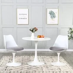 STYLIFING Dining Table 32" Mid-Century Modern Round Dining Table Coffee Table With Round Top And Pedestal Base In White -Best Furniture Store 5145n6E61uL. AC