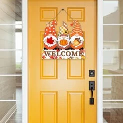 MatureGirl Dwarf Autumn Hanging Sign Day Fall Welcome Doorplate Decorative Wooden Hanging Sign Christmas Hanging Baskets For Front Porches (Pink, One Size) -Best Furniture Store 5148SLCdMjL