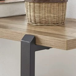 FOLUBAN Industrial Console Sofa Table, Rustic Entryway/Hallway Table With 3-Tier Open Shelf For Living Room, Oak -Best Furniture Store 514AjBZheRL